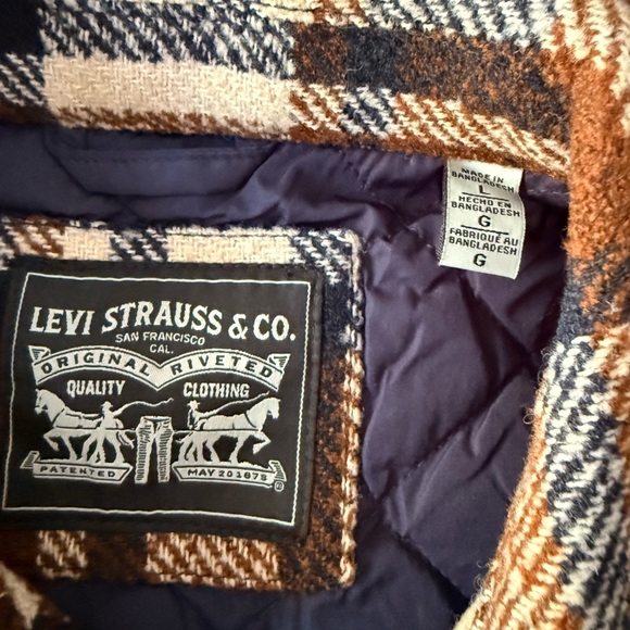 Levi's Men's Checkered Shirt Jacket - Brown and Cream - Picture 2 of 5